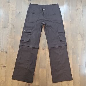 Women's Prana Black Wide-Leg Cargo Convertible Pants, Size 10